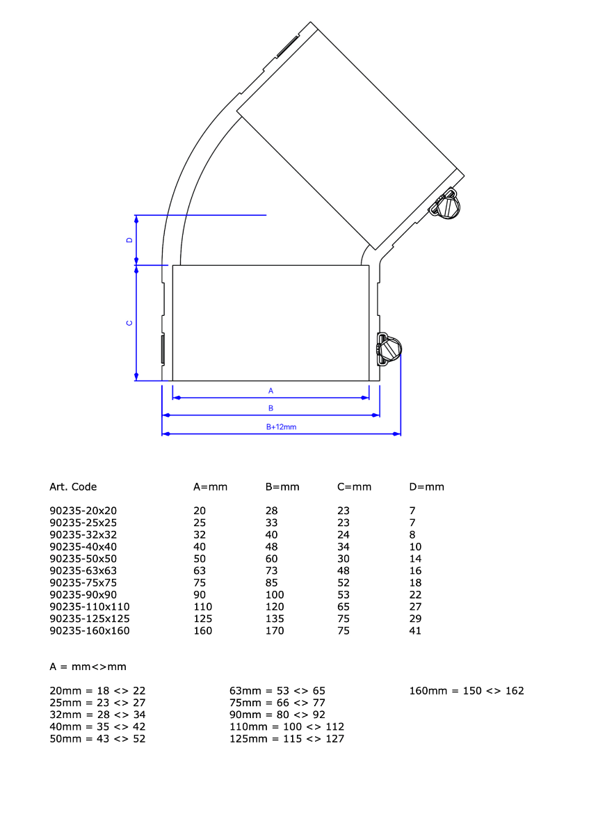 Courbe souple EPDM (45°) 90 mm — Aquitechnics — vue 2