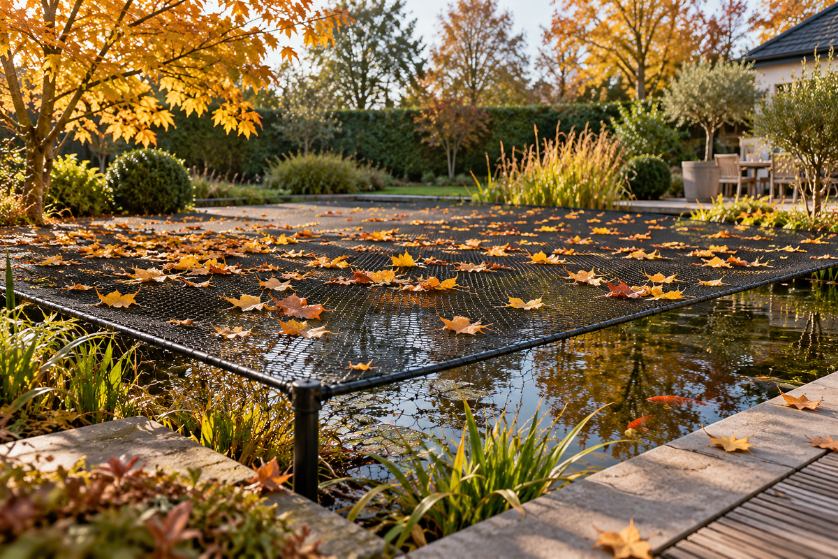 Filet de bassin en automne : choisir et installer — illustration éditoriale