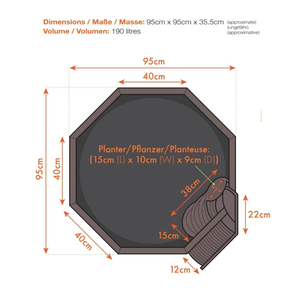Bassin hors sol 190 L avec fontaine solaire | Aquigarden