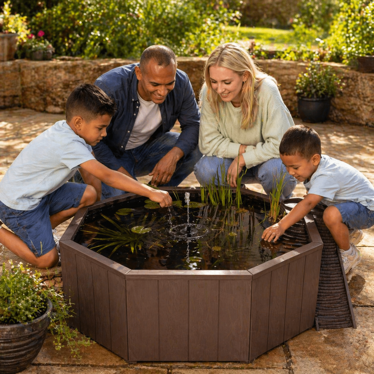 Bassin hors sol 190 L avec fontaine solaire | Aquigarden