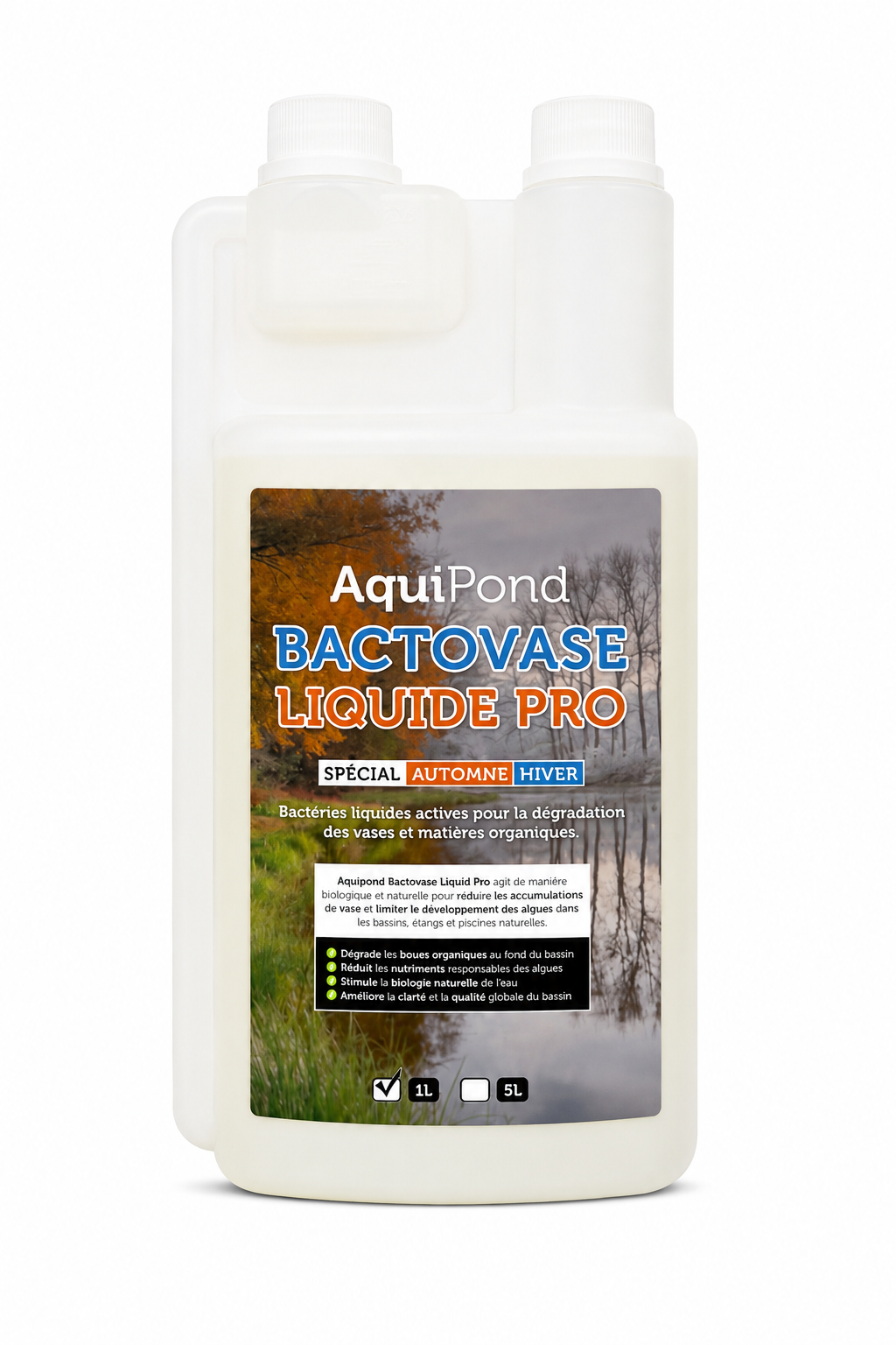 Aquipond Bactovase Liquide 1 L - Bactéries d'automne contre la vase