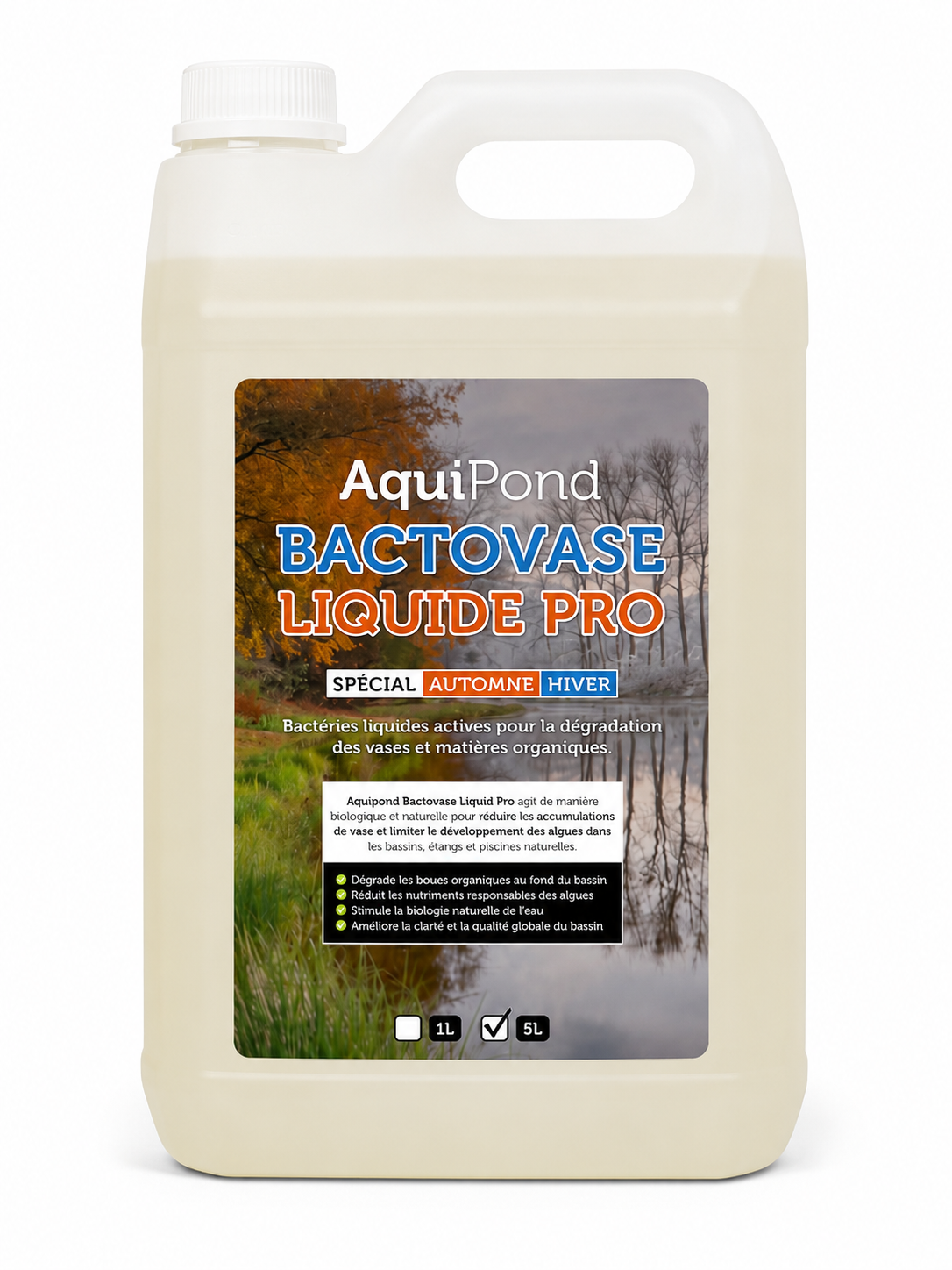Aquipond Bactovase Liquide 5 L - Bactéries d'automne contre la vase