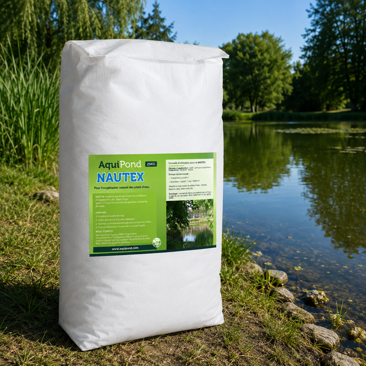 Aquipond Nautex – Craie naturelle CaCO₃ pour étang, de 5 kg à 900 kg
