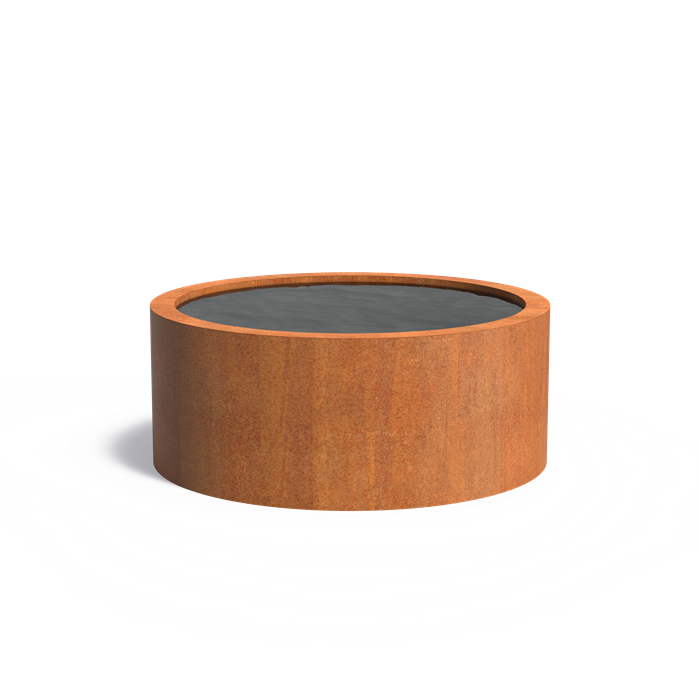 Bassin rond hors-sol Atoll en acier corten - Aquigarden