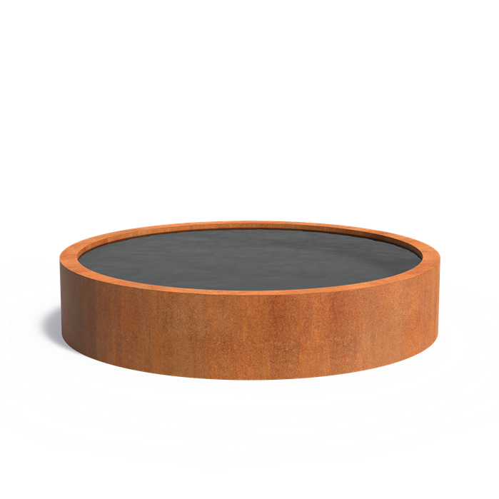 Bassin rond hors-sol Atoll en acier corten - Aquigarden