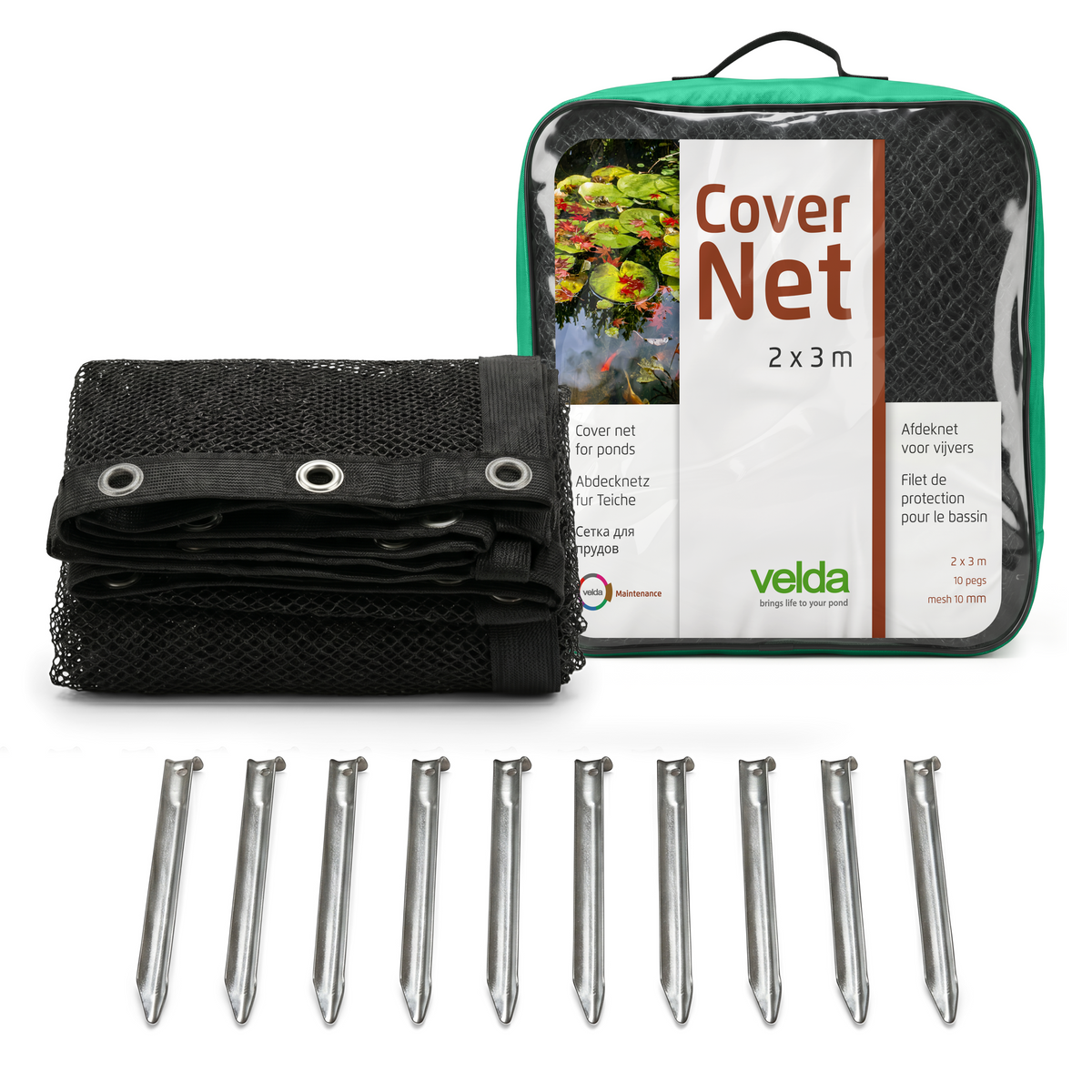 CoverNet 2 x 3M - Filet de protection avec œillets pour étangs & bassins - Velda
