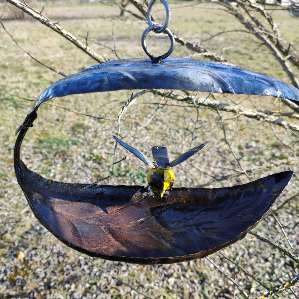 Porte graines double feuille 1 oiseau