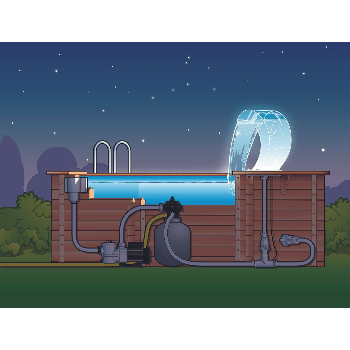 Ubbink Lame d'eau Mamba Acrylic Led  - cascade Etang & Piscine - Inox 316L - Lame d'eau pour piscine 871146504637 7504637