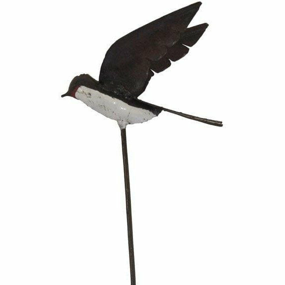 Arrosoir & Persil Tuteur hirondelle ailes ouvertes - Oiseau décoratif en métal recyclé 15022